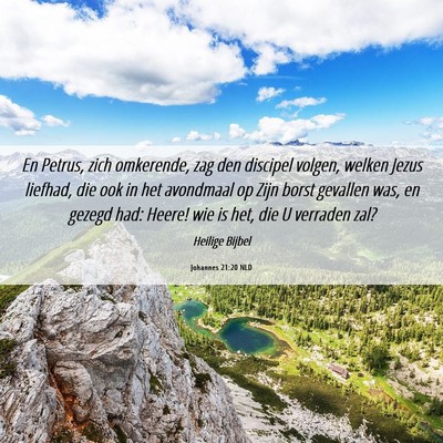 Picture 06 - Johannes 21:20 NLD - En Petrus, zich omkerende, zag den discipel - Bible Verse Picture