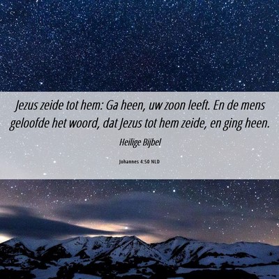 Picture 06 - Johannes 4:50 NLD - Jezus zeide tot hem: Ga heen, uw zoon leeft. En - Bible Verse Picture