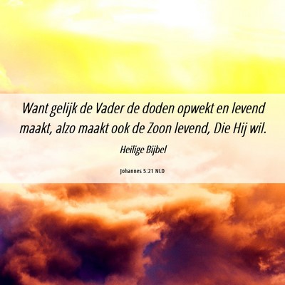 Picture 06 - Johannes 5:21 NLD - Want gelijk de Vader de doden opwekt en levend - Bible Verse Picture