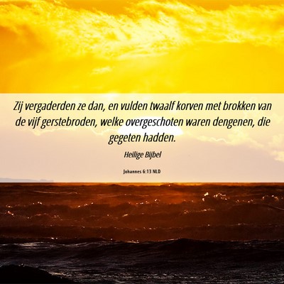 Picture 06 - Johannes 6:13 NLD - Zij vergaderden ze dan, en vulden twaalf korven - Bible Verse Picture