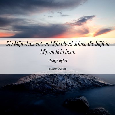 Picture 06 - Johannes 6:56 NLD - Die Mijn vlees eet, en Mijn bloed drinkt, die - Bible Verse Picture
