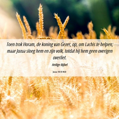 Picture 06 - Jozua 10:33 NLD - Toen trok Horam, de koning van Gezer, op, om - Bible Verse Picture