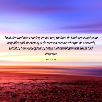 Picture 06 - Jozua 11:14 NLD - En al den roof dezer steden, en het vee, roofden - Bible Verse Picture