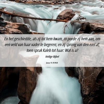 Picture 06 - Jozua 15:18 NLD - En het geschiedde, als zij tot hem kwam, zo porde - Bible Verse Picture