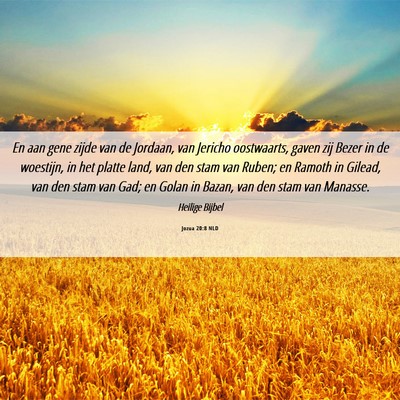 Picture 06 - Jozua 20:8 NLD - En aan gene zijde van de Jordaan, van Jericho - Bible Verse Picture