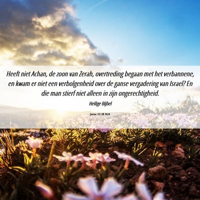 Picture 06 - Jozua 22:20 NLD - Heeft niet Achan, de zoon van Zerah, overtreding - Bible Verse Picture