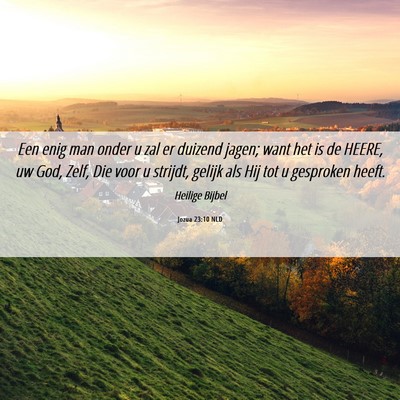 Picture 06 - Jozua 23:10 NLD - Een enig man onder u zal er duizend jagen; want - Bible Verse Picture