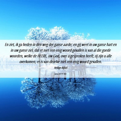 Picture 06 - Jozua 23:14 NLD - En ziet, ik ga heden in den weg der ganse aarde; - Bible Verse Picture