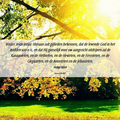 Picture 06 - Jozua 3:10 NLD - Verder zeide Jozua: Hieraan zult gijlieden - Bible Verse Picture