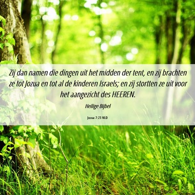 Picture 06 - Jozua 7:23 NLD - Zij dan namen die dingen uit het midden der tent, - Bible Verse Picture