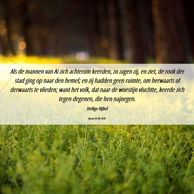 Picture 06 - Jozua 8:20 NLD - Als de mannen van Ai zich achterom keerden, zo - Bible Verse Picture