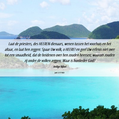 Picture 06 - Joël 2:17 NLD - Laat de priesters, des HEEREN dienaars, wenen - Bible Verse Picture