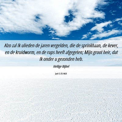 Picture 06 - Joël 2:25 NLD - Alzo zal Ik ulieden de jaren vergelden, die de - Bible Verse Picture