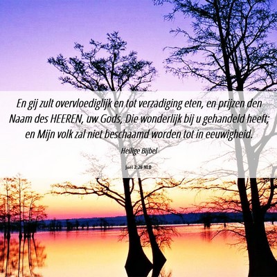 Picture 06 - Joël 2:26 NLD - En gij zult overvloediglijk en tot verzadiging - Bible Verse Picture
