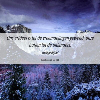 Picture 06 - Klaagliederen 5:2 NLD - Ons erfdeel is tot de vreemdelingen gewend, onze - Bible Verse Picture