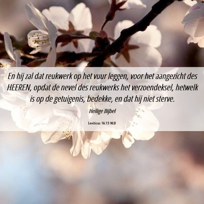 Picture 06 - Leviticus 16:13 NLD - En hij zal dat reukwerk op het vuur leggen, voor - Bible Verse Picture