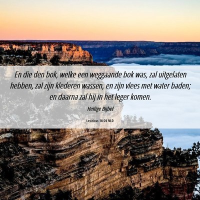 Picture 06 - Leviticus 16:26 NLD - En die den bok, welke een weggaande bok was, zal - Bible Verse Picture