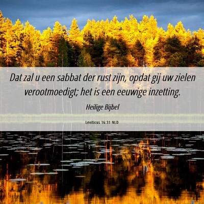 Picture 06 - Leviticus 16:31 NLD - Dat zal u een sabbat der rust zijn, opdat gij uw - Bible Verse Picture