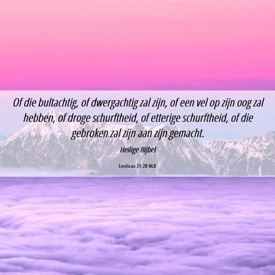 Picture 06 - Leviticus 21:20 NLD - Of die bultachtig, of dwergachtig zal zijn, of - Bible Verse Picture