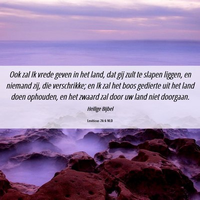 Picture 06 - Leviticus 26:6 NLD - Ook zal Ik vrede geven in het land, dat gij zult - Bible Verse Picture