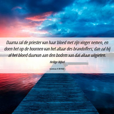 Picture 06 - Leviticus 4:30 NLD - Daarna zal de priester van haar bloed met zijn - Bible Verse Picture