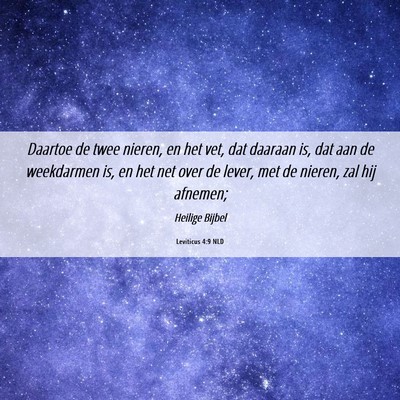 Picture 06 - Leviticus 4:9 NLD - Daartoe de twee nieren, en het vet, dat daaraan - Bible Verse Picture