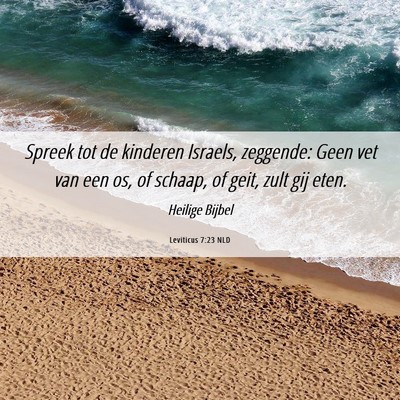 Picture 06 - Leviticus 7:23 NLD - Spreek tot de kinderen Israels, zeggende: Geen - Bible Verse Picture