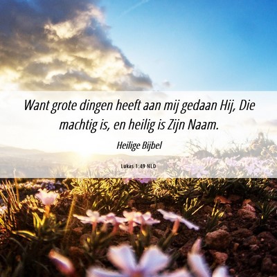 Picture 06 - Lukas 1:49 NLD - Want grote dingen heeft aan mij gedaan Hij, Die - Bible Verse Picture