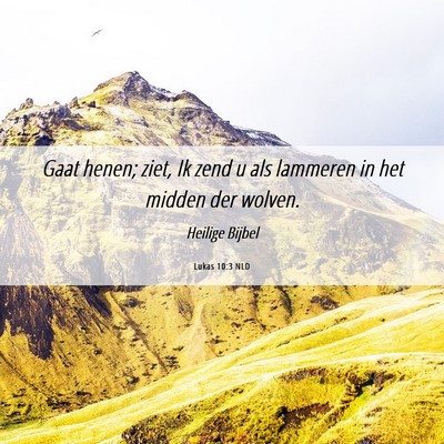 Picture 06 - Lukas 10:3 NLD - Gaat henen; ziet, Ik zend u als lammeren in het - Bible Verse Picture