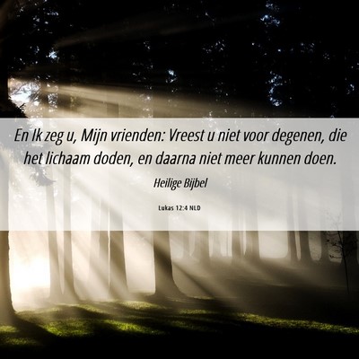 Picture 06 - Lukas 12:4 NLD - En Ik zeg u, Mijn vrienden: Vreest u niet voor - Bible Verse Picture