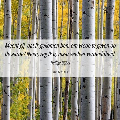 Picture 06 - Lukas 12:51 NLD - Meent gij, dat Ik gekomen ben, om vrede te geven - Bible Verse Picture