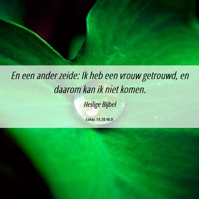 Picture 06 - Lukas 14:20 NLD - En een ander zeide: Ik heb een vrouw getrouwd, en - Bible Verse Picture
