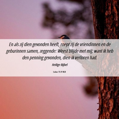 Picture 06 - Lukas 15:9 NLD - En als zij dien gevonden heeft, roept zij de - Bible Verse Picture