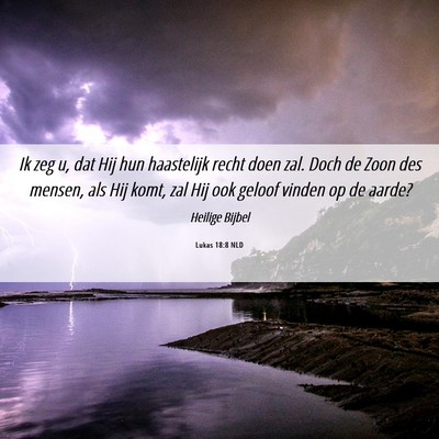 Picture 06 - Lukas 18:8 NLD - Ik zeg u, dat Hij hun haastelijk recht doen zal. - Bible Verse Picture