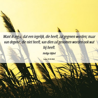 Picture 06 - Lukas 19:26 NLD - Want ik zeg u, dat een iegelijk, die heeft, zal - Bible Verse Picture