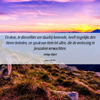 Picture 06 - Lukas 2:38 NLD - En deze, te dierzelfder ure daarbij komende, - Bible Verse Picture