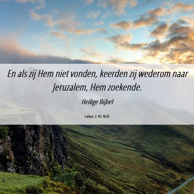 Picture 06 - Lukas 2:45 NLD - En als zij Hem niet vonden, keerden zij wederom - Bible Verse Picture