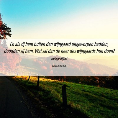 Picture 06 - Lukas 20:15 NLD - En als zij hem buiten den wijngaard uitgeworpen - Bible Verse Picture
