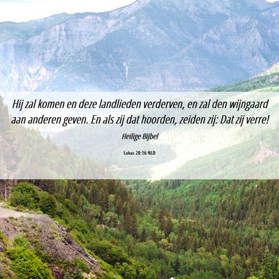 Picture 06 - Lukas 20:16 NLD - Hij zal komen en deze landlieden verderven, en - Bible Verse Picture