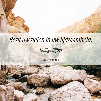 Picture 06 - Lukas 21:19 NLD - Bezit uw zielen in uw - Bible Verse Picture