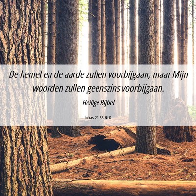 Picture 06 - Lukas 21:33 NLD - De hemel en de aarde zullen voorbijgaan, maar - Bible Verse Picture