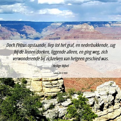 Picture 06 - Lukas 24:12 NLD - Doch Petrus opstaande, liep tot het graf, en - Bible Verse Picture