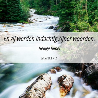Picture 06 - Lukas 24:8 NLD - En zij werden indachtig Zijner - Bible Verse Picture