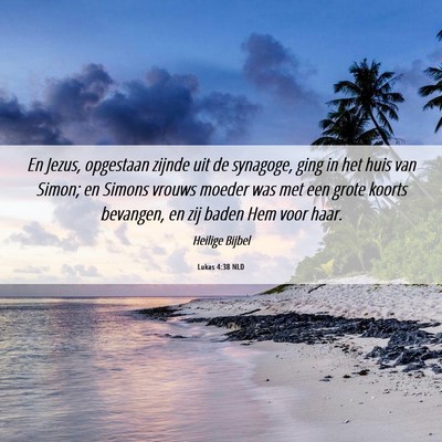 Picture 06 - Lukas 4:38 NLD - En Jezus, opgestaan zijnde uit de synagoge, ging - Bible Verse Picture