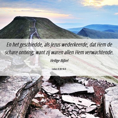 Picture 06 - Lukas 8:40 NLD - En het geschiedde, als Jezus wederkeerde, dat Hem - Bible Verse Picture