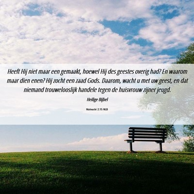 Picture 06 - Maleachi 2:15 NLD - Heeft Hij niet maar een gemaakt, hoewel Hij des - Bible Verse Picture
