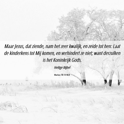 Picture 06 - Markus 10:14 NLD - Maar Jezus, dat ziende, nam het zeer kwalijk, en - Bible Verse Picture