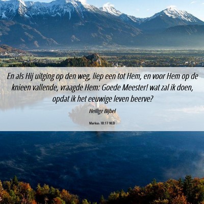 Picture 06 - Markus 10:17 NLD - En als Hij uitging op den weg, liep een tot Hem, - Bible Verse Picture