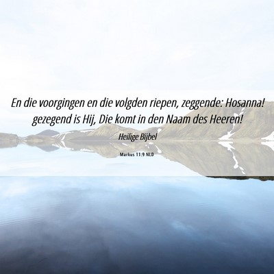 Picture 06 - Markus 11:9 NLD - En die voorgingen en die volgden riepen, - Bible Verse Picture