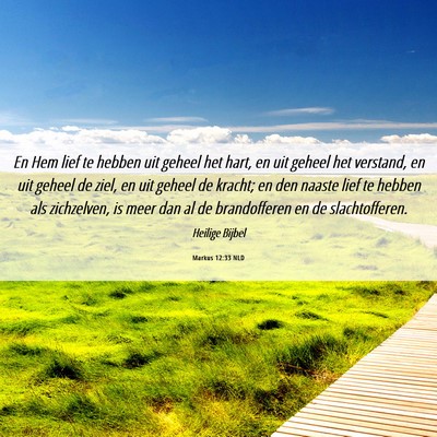Picture 06 - Markus 12:33 NLD - En Hem lief te hebben uit geheel het hart, en uit - Bible Verse Picture